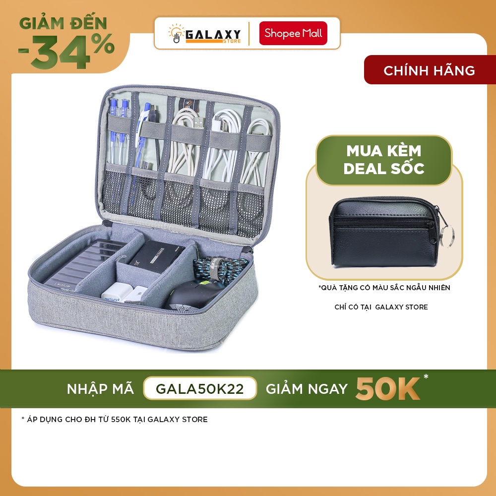 [Nhập GALA10 giảm 10%] Túi Bảo Vệ Phụ Kiện Thông Minh Đa Năng Cao Cấp Galaxy Store GTPK01 (17x14x5 cm) - Hàng Chính Hãng