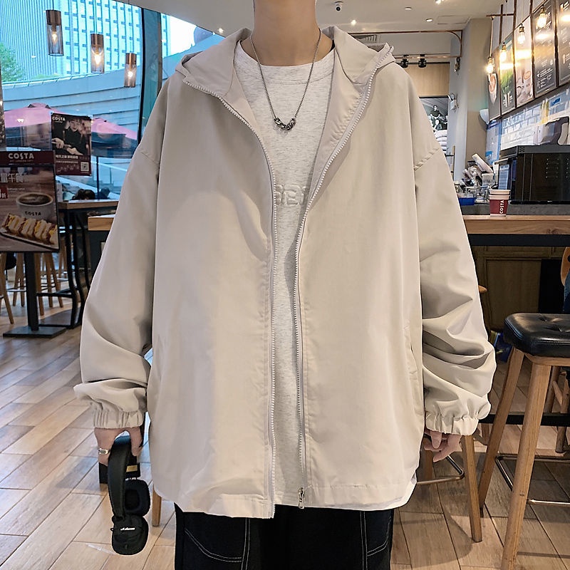Áo Khoác Nam Có Nón Dáng Rộng Phong Cách Hong Kong Plus Size