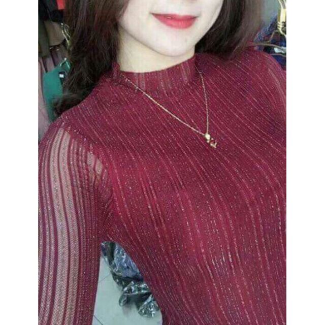 Áo len nhũ sọc 3p