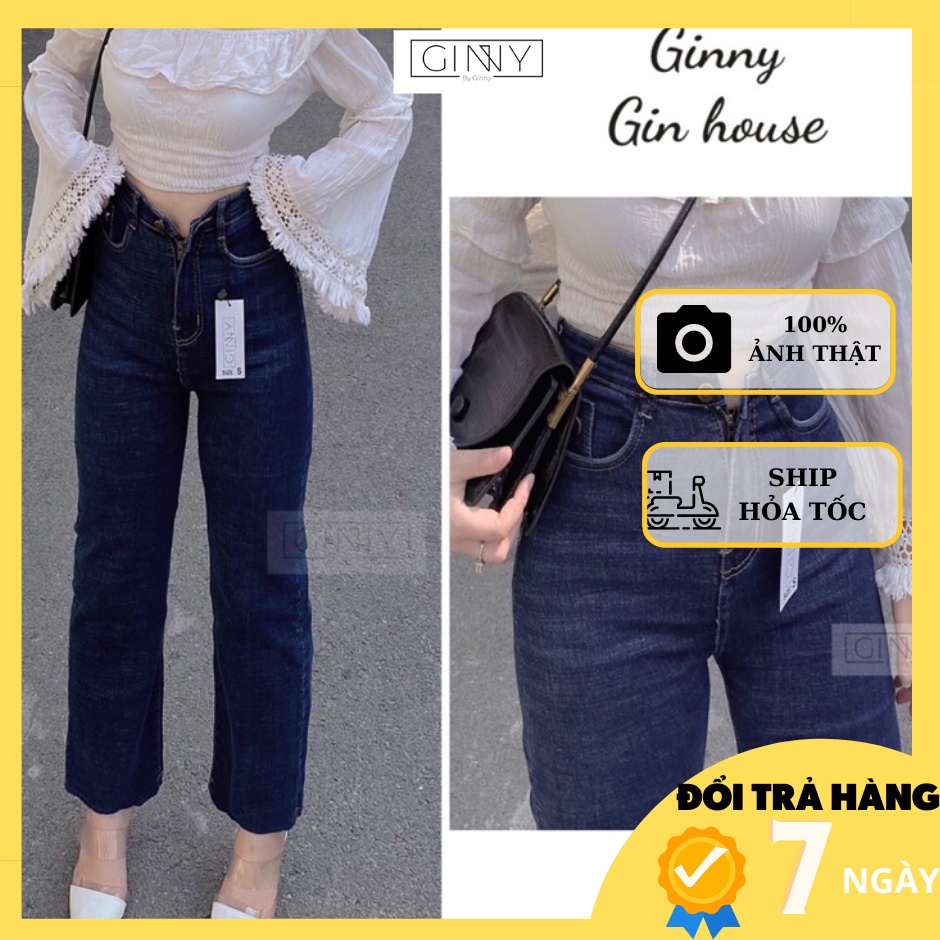 Quần Jean Nữ Lưng Cao Co Giãn Có Túi KHA040 GINNY | Quần Bò Cạp Cao SKINNY Jeans Trơn Dài Basic