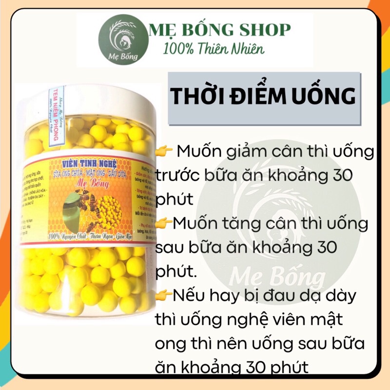 Viên tinh nghệ mật ong sữa ong chúa dầu dừa (có phiếu kiểm định) hỗ trợ tiêu hóa, giảm mụn, giảm thâm 1kg_Mẹ Bống