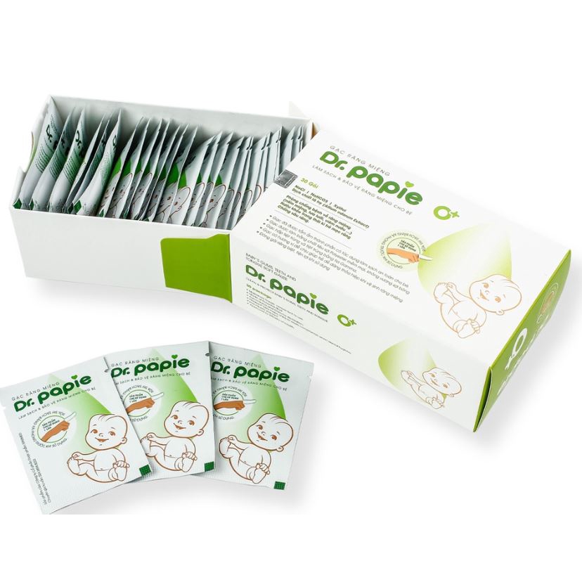 Gạc rơ lưỡi Dr Papie chính hãng, hộp 30 gói