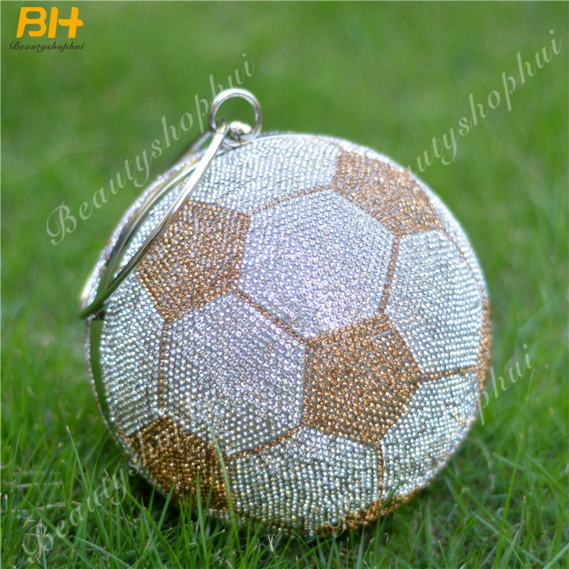 Túi Xách Nhựa Đính Đá Hình Quả Bóng Phối Dây Xích Thời Trang Cho Nữ