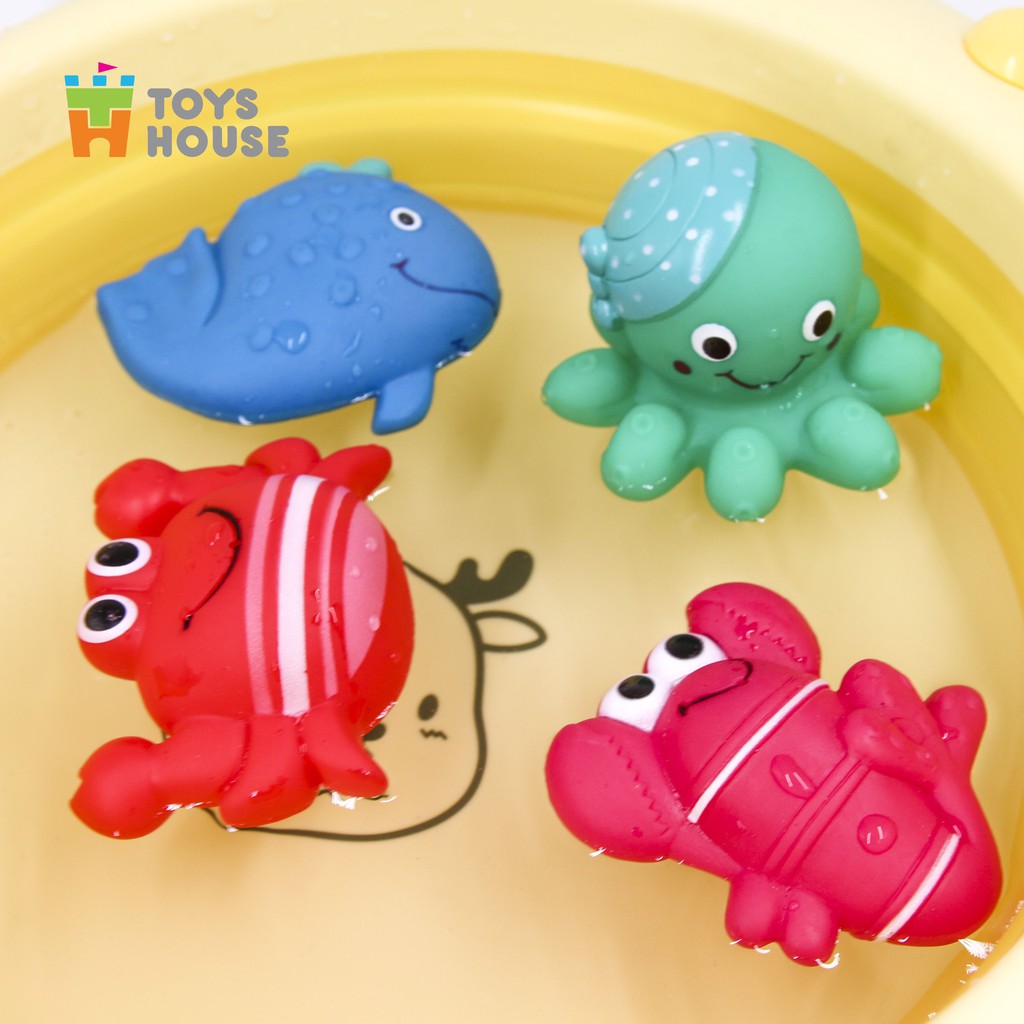 Đồ chơi nhà tắm cho bé-set 4 món hình con cá, quả bóng, sinh vật biển vô cùng dễ thương Toyshouse, hàng chính hãng