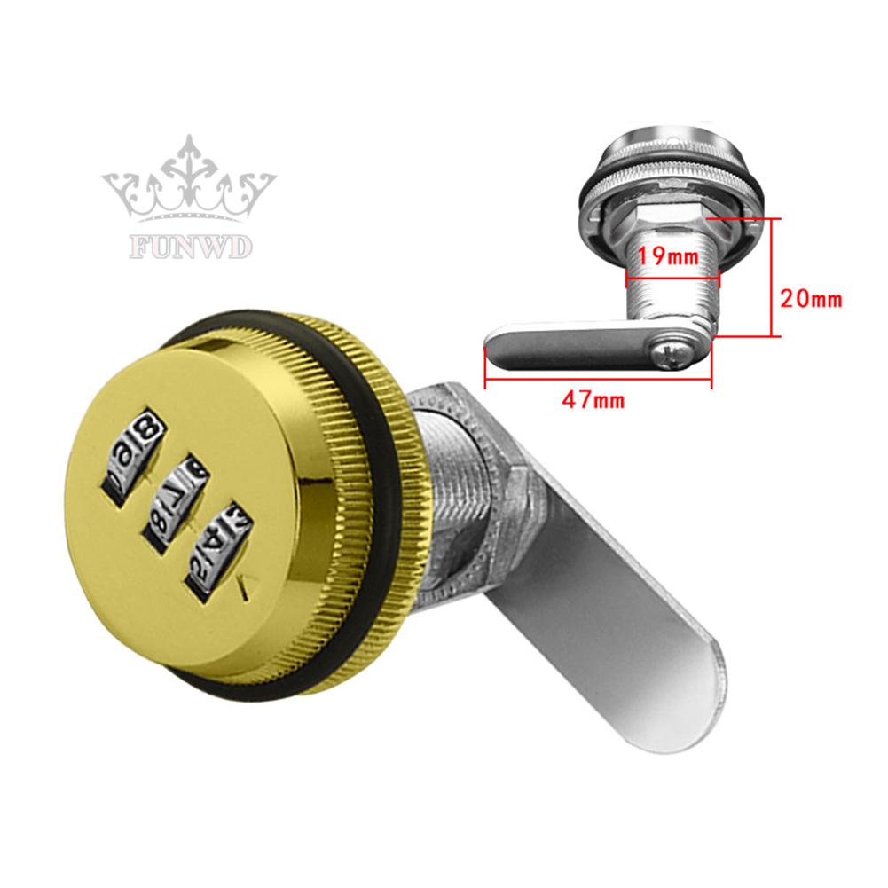 【FUNWD】3 Digital Code Combination Lock Cabinet Mailbox Password Locker Cupboard Drawer