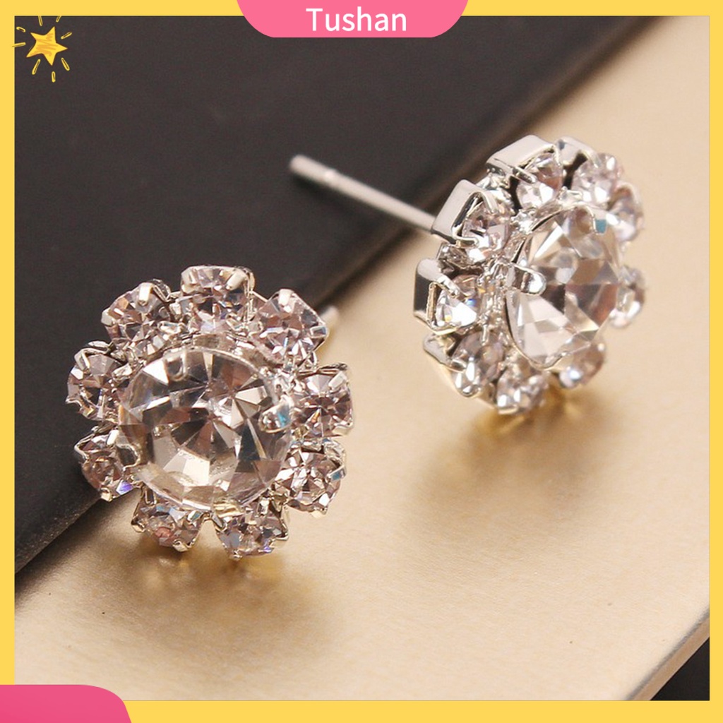 Đôi khuyên tai dạng xỏ đính đá sang trọng thời trang dành cho nữ