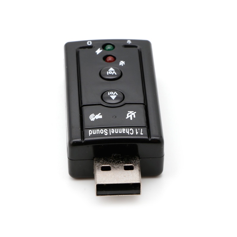 Đầu đọc thẻ âm thanh USB2.0 kênh 7.1 3D màu đen cho PC/laptop