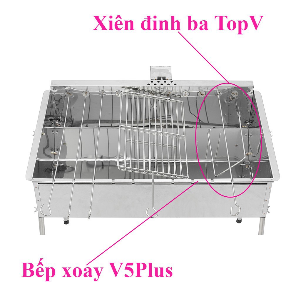 Xiên đinh ba TopV 54cm, phù hợp bếp TopV V5Plus, xiên nướng gà vịt cá, Inox cao cấp, không gỉ, xiên nướng inox, siêu bền