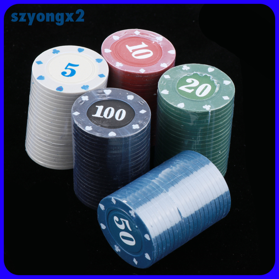 Set 100x chip Poker 3.9cm cho sòng bạc casino làm quà tặng đồ chơi