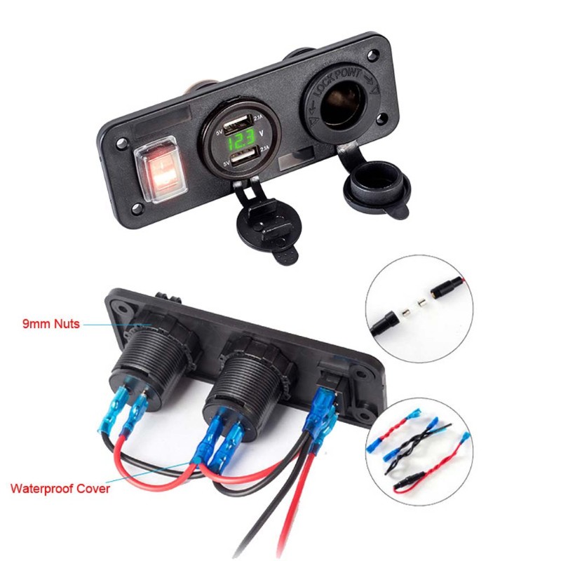 Vôn Kế 2 Cổng Usb 12v 24v Cho Xe Hơi / Tàu Thuyền