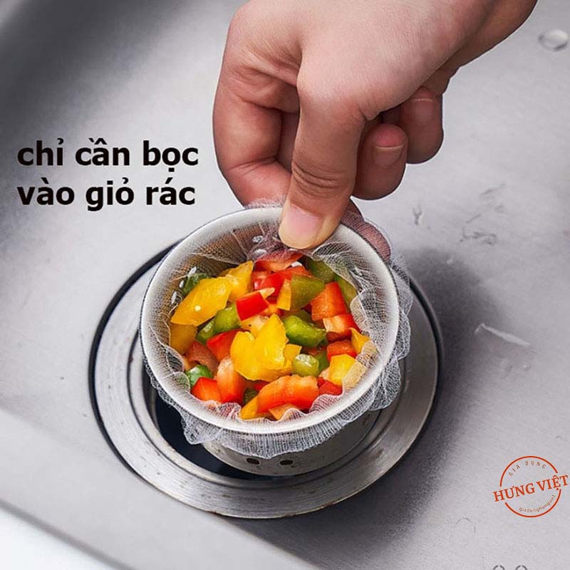 Bịch lọc rác nhà bếp, ngăn rác nhỏ lọt xuống ống cống, gây tắc cống - Set 100 cái [LỌC RÁC 100]