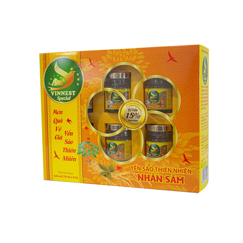 Yến Sào Nguyên Chất Nhân Sâm Vinnest Special 1 Hộp - 06 lọ (70ml/lọ)
