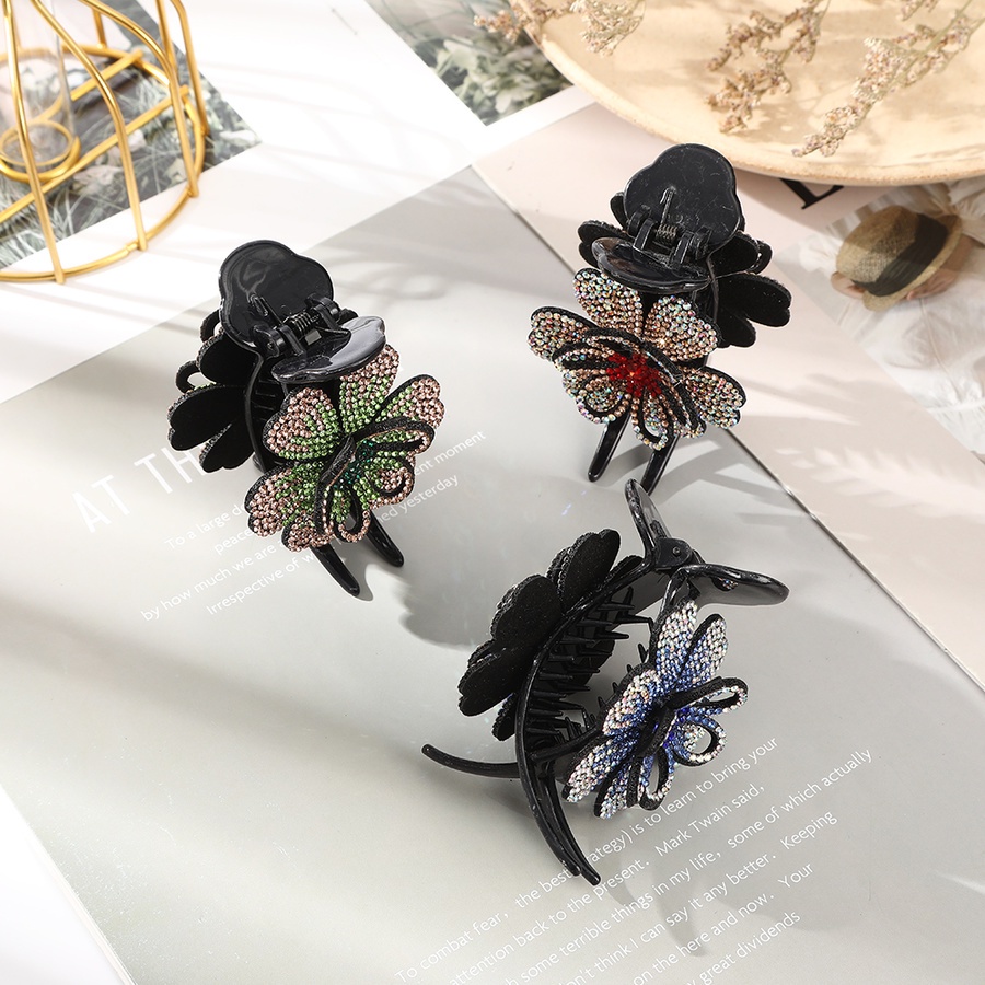 Kẹp tóc đính đá kim cương giả hình hoa phong cách Hàn Quốc cổ điển