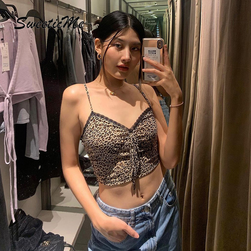 Áo hai dây hở lưng cổ chữ V in họa tiết da báo phong cách 2021 quyến rũ dành cho nữ | BigBuy360 - bigbuy360.vn