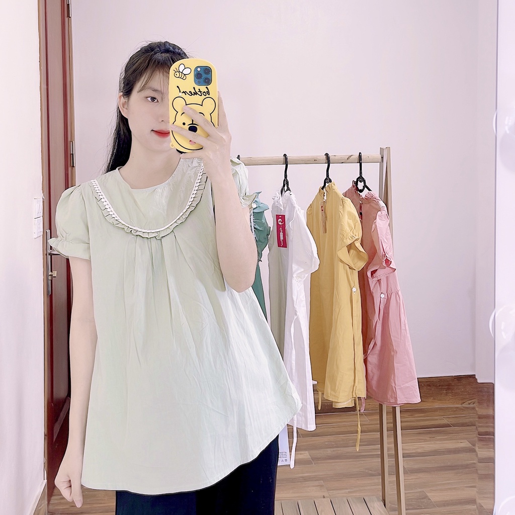 Aó bầu xinh chất đũi nhiều mầu freesize đến 70kg