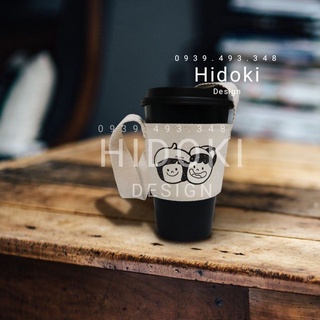 Quai Túi Vải Xách Ly Trà Sữa Ly Giữ Nhiệt In Hình Cô Gái Cậu Nhóc Dây Đai Mỏng