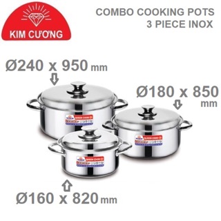 Bộ 3 nồi inox Queen Cook