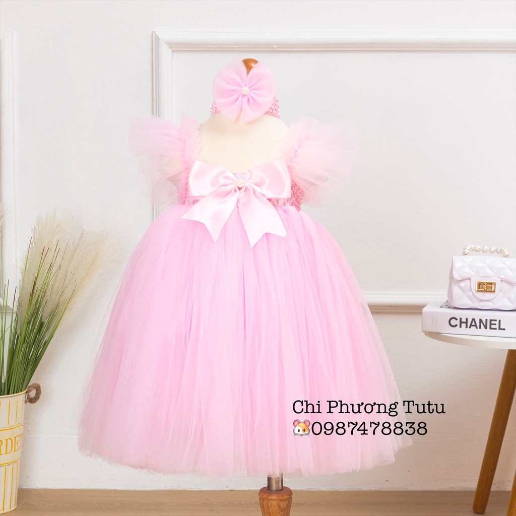 Đầm công chúa/ váy tutu công chúa cho bé cánh tiên hồng phấn. Dành cho bé từ sơ sinh đến 8 tuổi.