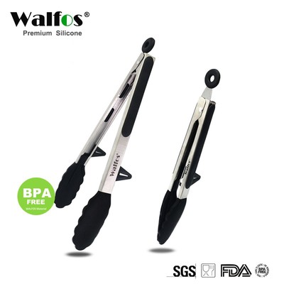 Bộ 2 Kẹp Gắp Thức Ăn WALFOS Bằng Silicon Chống Dính Có Nút Khóa Khớp Tiện Lợi 27-34cm