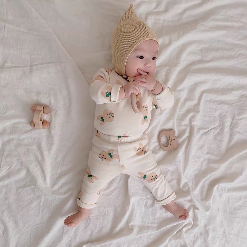 Bộ thun cotton dày dặn mặc thu đông cho bé hàng qccc