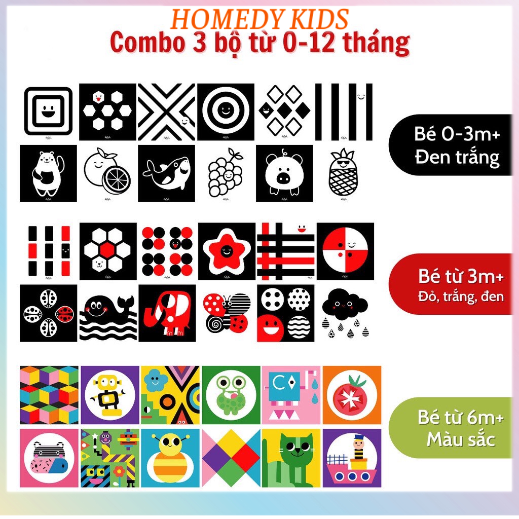 Bộ thẻ gấp kích thích thị giác phát triển giác quan cho bé Homedy Kids