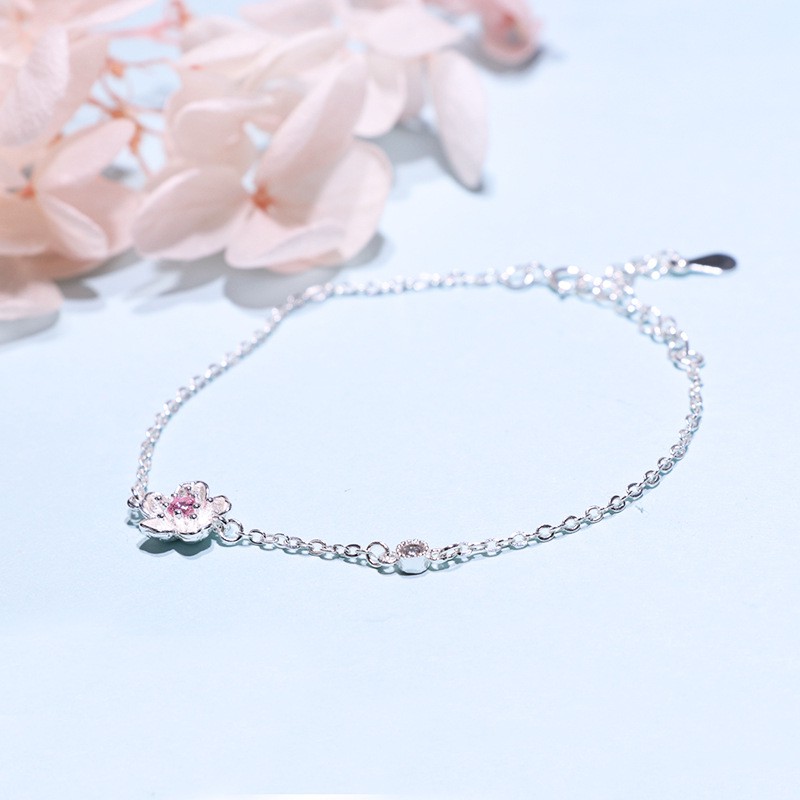 Vòng tay bạc kiểu dáng hoa đào xinh xắn phong cách Hàn Quốc ANTA Jewelry - ATJ7005