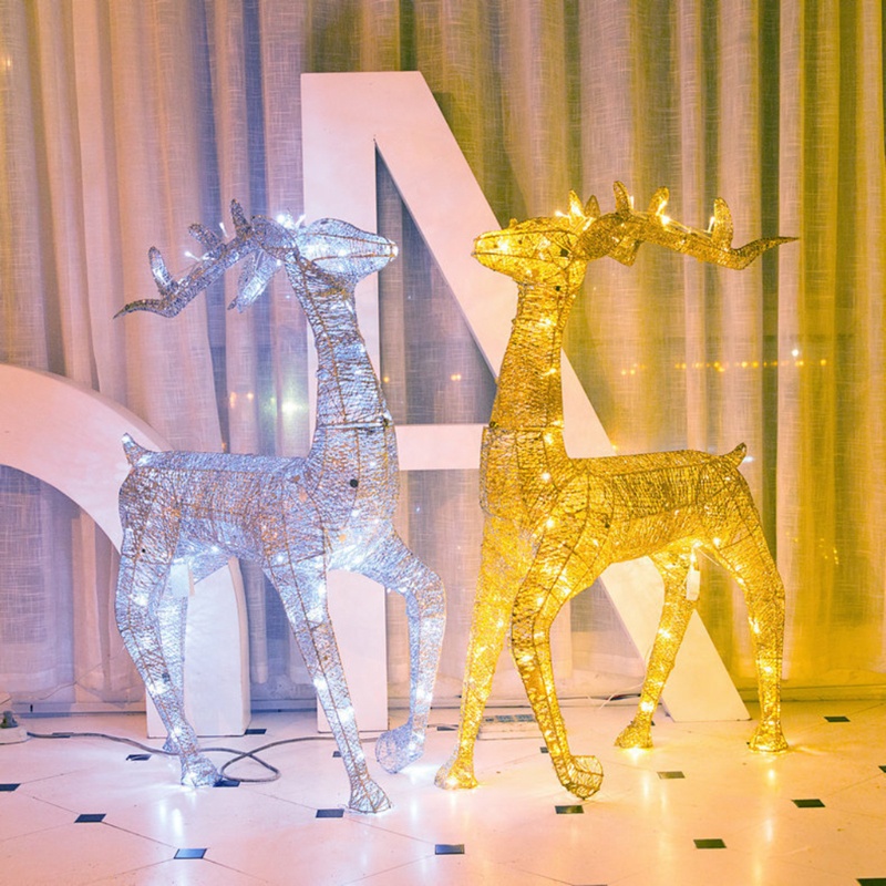 Led Glowing Reindeer Ornament Deer Pulll Car Decor for Decoration Led Light