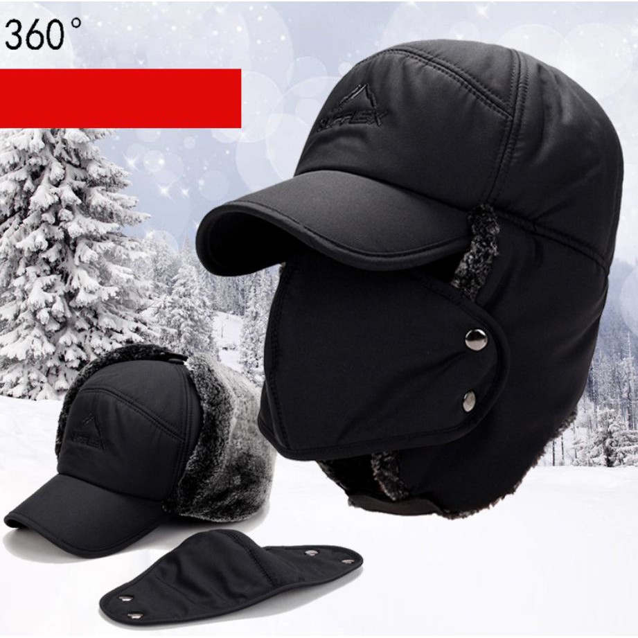 Mũ mùa đông Supplex Outdoor cực ấm có lưỡi trai - Mũ len trùm đầu trùm mặt chất đẹp