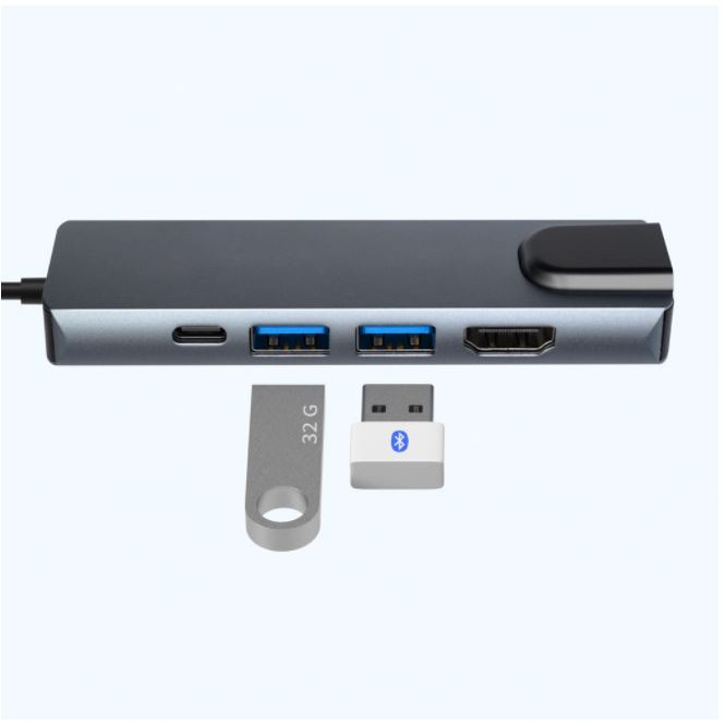 Hub USB Type C 5 in 1 To HDMI, RJ45, 2 x USB 3.0, USB Type C - Bảo Hành 1 đổi 1
