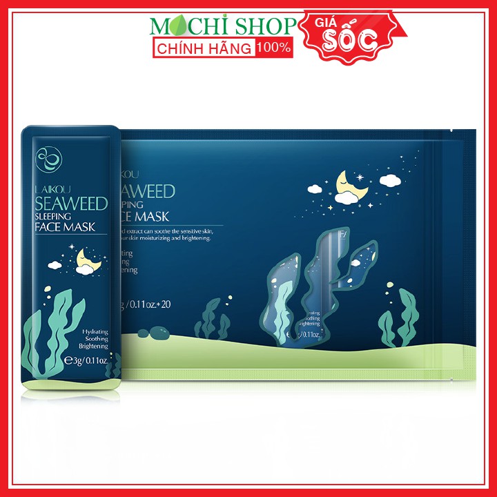 Mặt Nạ Ngủ Tảo Biển Dưỡng Trắng Da Cấp Ẩm Ngừa Mụn Mask Rong Biển Seaweed Laikou Nội Địa MOCHI SHOP Nha Đam Lô Hội