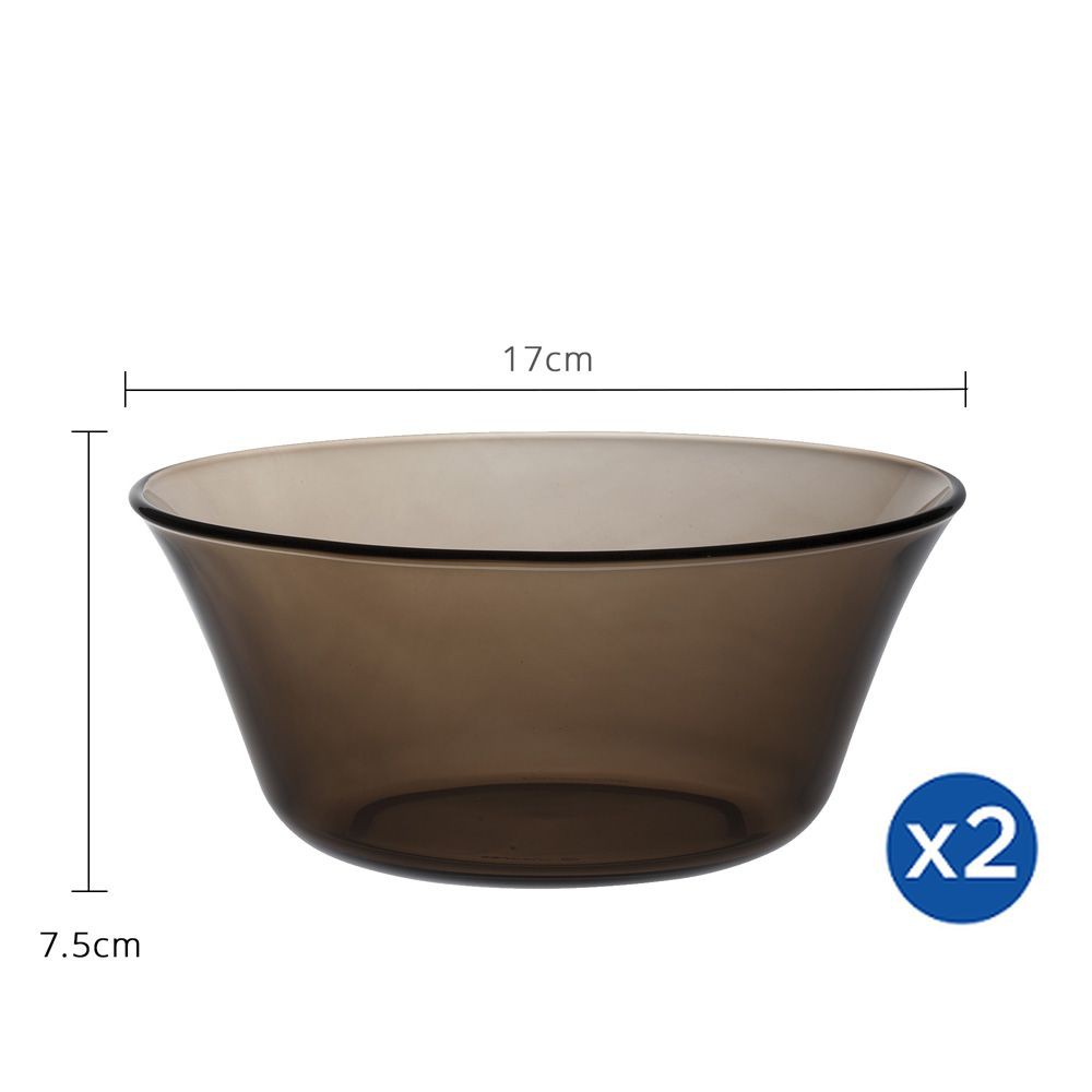 Bộ 2 tô D2007C Duralex - Lys Nâu khói Creole 17cm Thủy tinh cường lực cao cấp Pháp