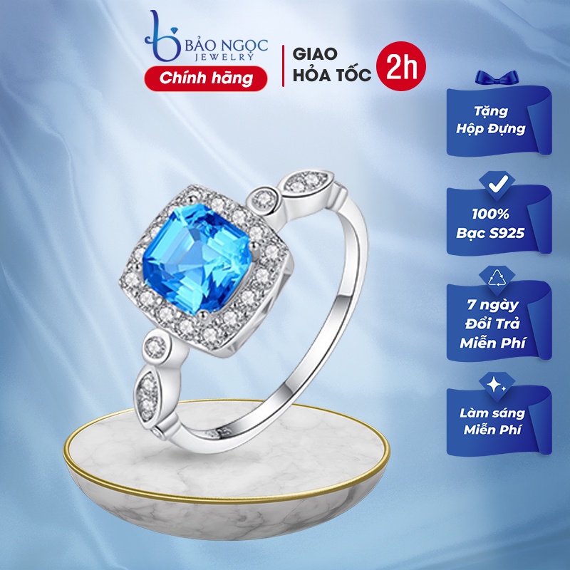 Nhẫn Bạc Nữ Đính Đá Xanh Lục Thời Trang N2400-Bảo Ngọc Jewelry