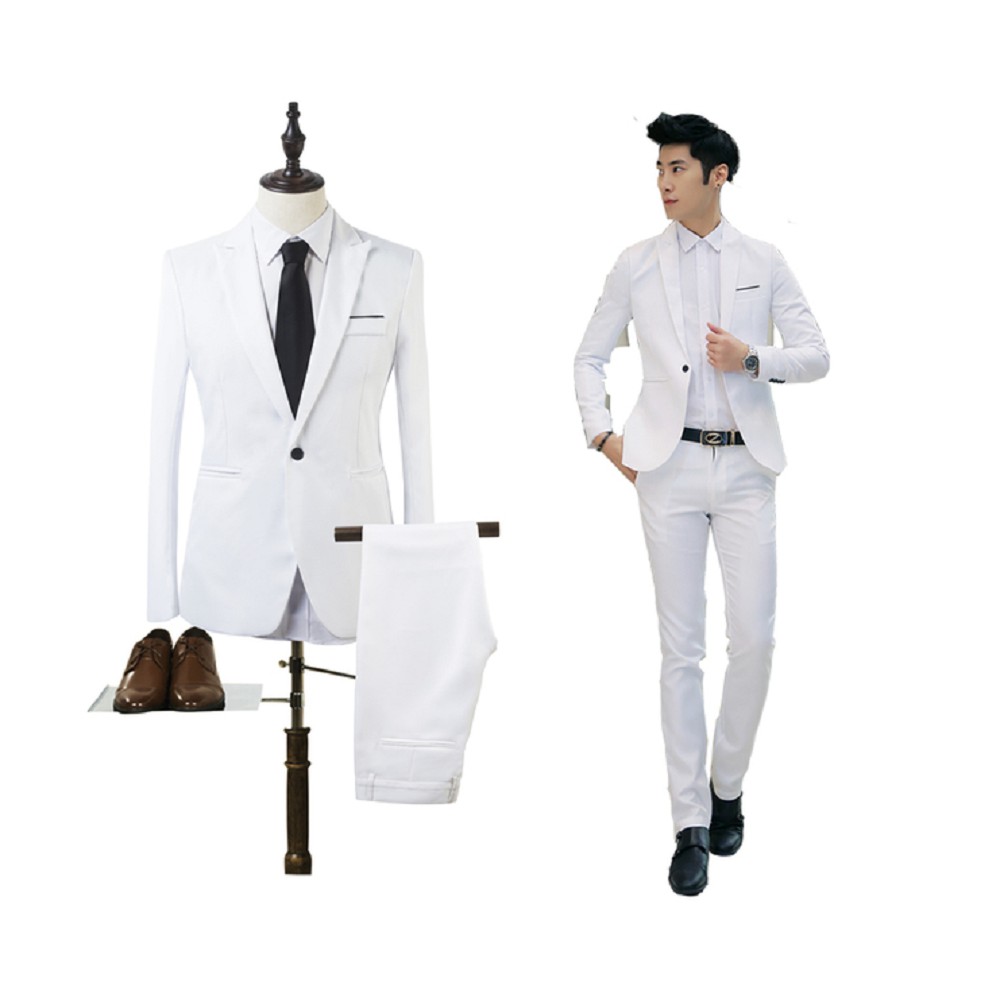 Áo khoác kiểu vest nam body viền trắng túi ngực có size lớn 2 màu đen & trắng