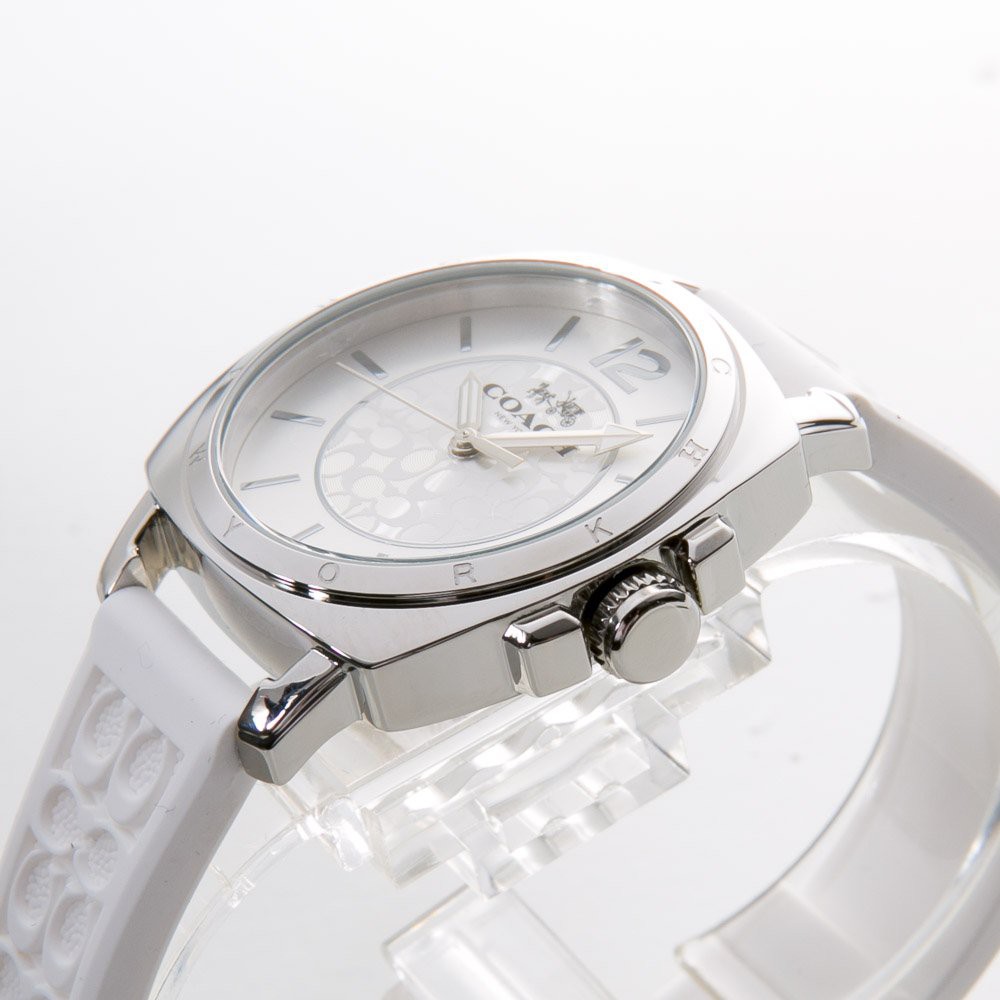 Đồng Hồ Nữ Coach 14502093 Dây Silicon Trắng Silver Chính Hãng 34mm