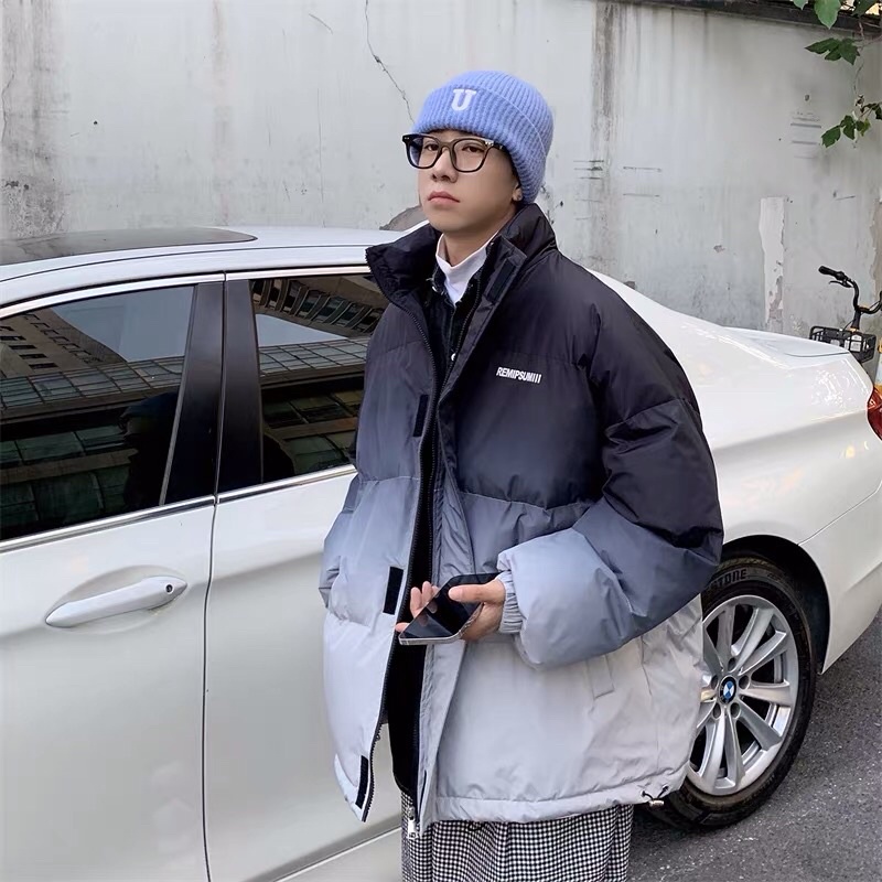 Áo khoác phao ombre phối màu loang đậm nhạt Ulzzang hiphop oversize siêu ấm siêu chất ❤️