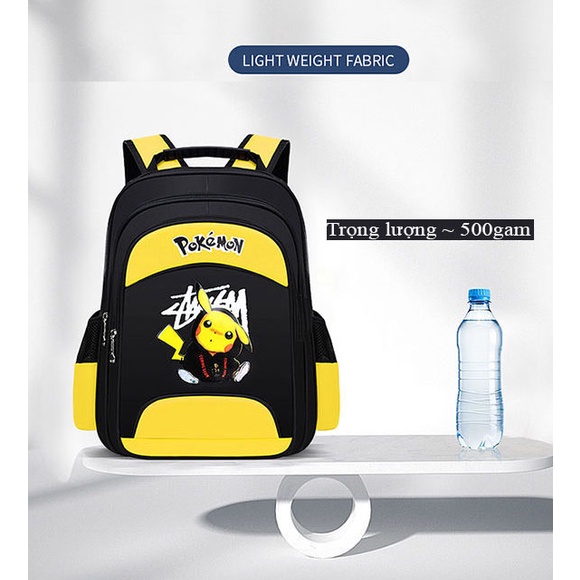 Ba Lô Đi Học Cỡ Lớn Chống Thấm Nước In Hình Pikachu Dễ Thương Cho Bé Trai Lớp từ lớp 1- lớp 9 . Cặp sách cho bé trai