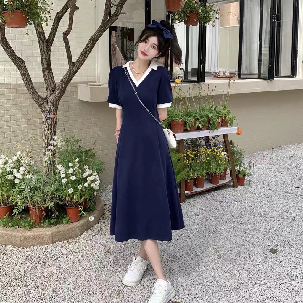 Đầm Perty dáng chữ A cổ V phong cách hè mới