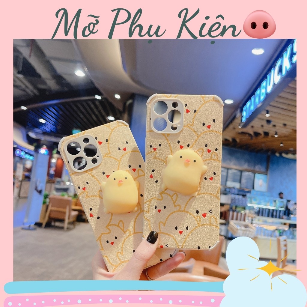 Ốp lưng điện thoại iphone da gắn mochi gà cho 12ProMax 12 11 11 Pro Max X XsMax Iphone 6 6plus 7plus 8plus