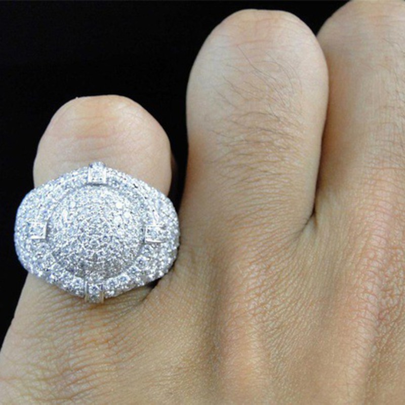 Nhẫn khảm kim cương bạc 925 sang trọng R739