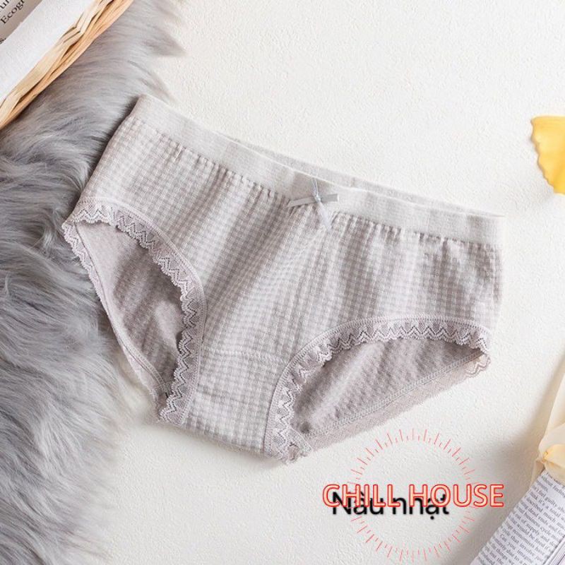 MỚI*ĐƯỢC CHỌN MÀU- Quần lót cotton kẻ nơ 112 kháng khuẩn CHỐNG VIÊM - CHILLHOUSE