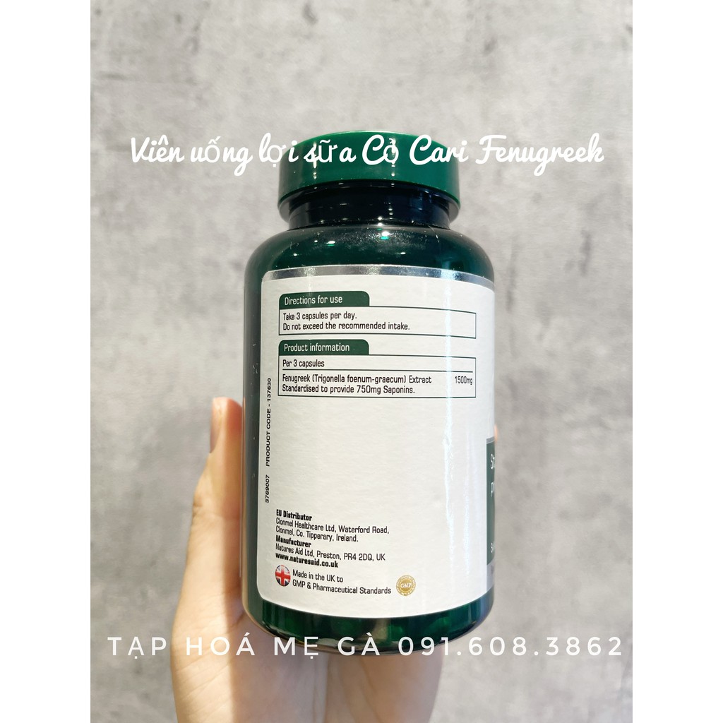 Viên uống lợi sữa Cỏ Cà ri Fenugreek 500mg