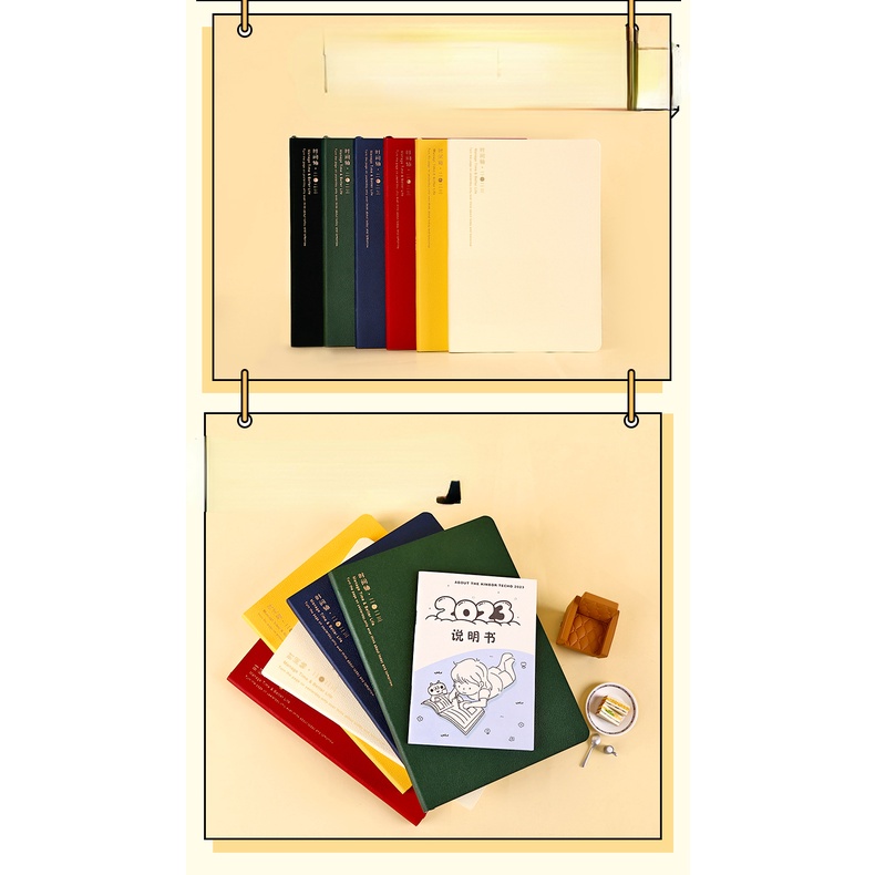 Bảng Kế Hoạch Hàng Tháng 2023 Kinbor A5 Bằng Da PU Mềm Màu Trơn Agenda 224P