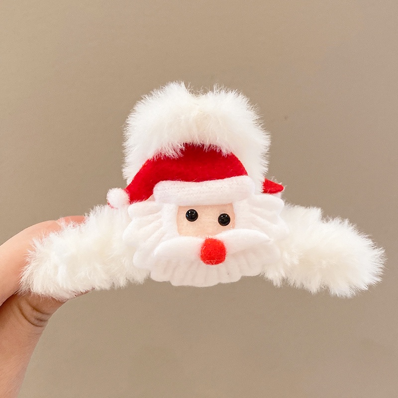 Kẹp tóc hình vuốt cá mập bằng lông nhung phong cách giáng sinh 2021