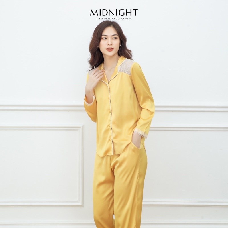 Đồ ngủ mặc nhà Pyjamas ren tay dài quần dài Midnight Sleepwear | BigBuy360 - bigbuy360.vn