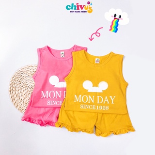 Bộ Quần Áo Sát Nách Bé Gái Hàng Cotton Tàu Co Giãn 4C Thoáng Mát, Bộ Ba Lỗ Bé Gái Mùa Hè