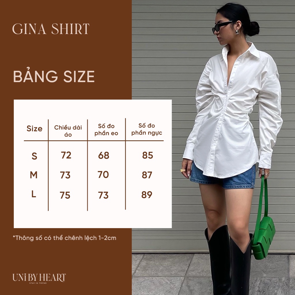 Áo sơ mi nữ Gina Shirt SMI005 thiết kế nhún eo, tay bồng thời trang - Uni By Heart