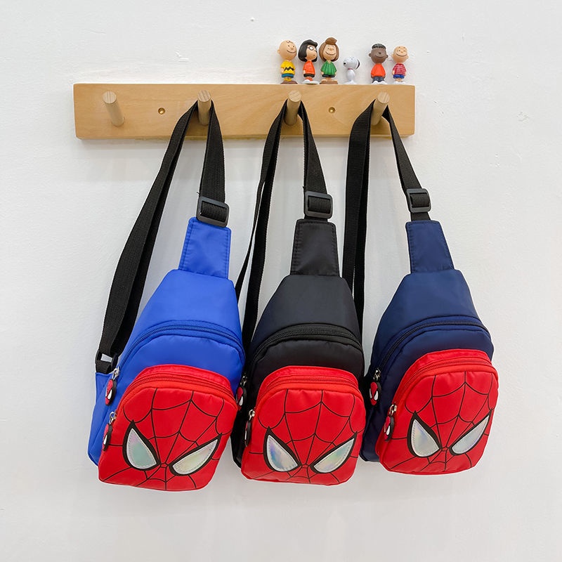 ♛Túi Đeo Chéo Ngực Vải Canvas Họa Tiết Spiderman Phong Cách Hàn Quốc Cho Bé Trai