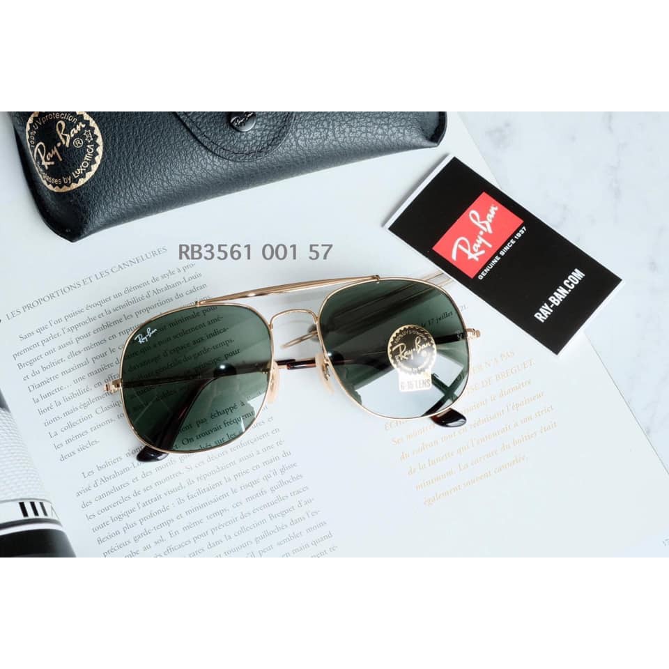 Kính mát RayBan RB3561 001/57 mẫu Tướng Quân “The General”