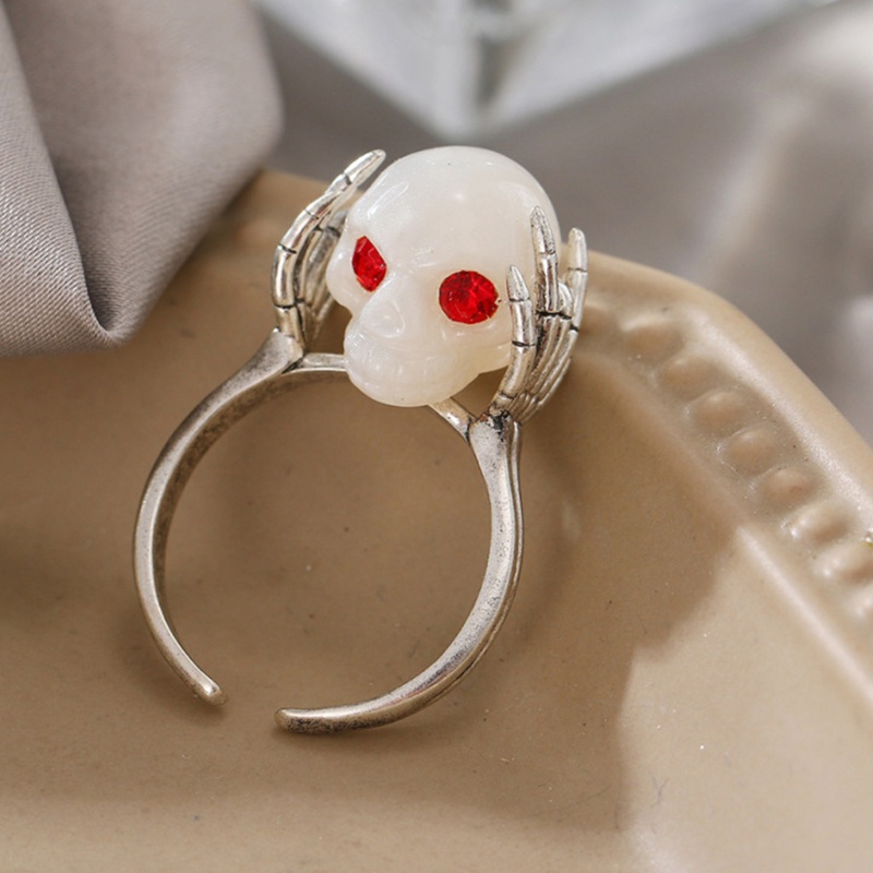 Nhẫn Hở Hình Đầu Lâu Phong Cách Goth Cá Tính Chống Căng Thẳng Có Thể Điều Chỉnh Cho Nam Nữ
