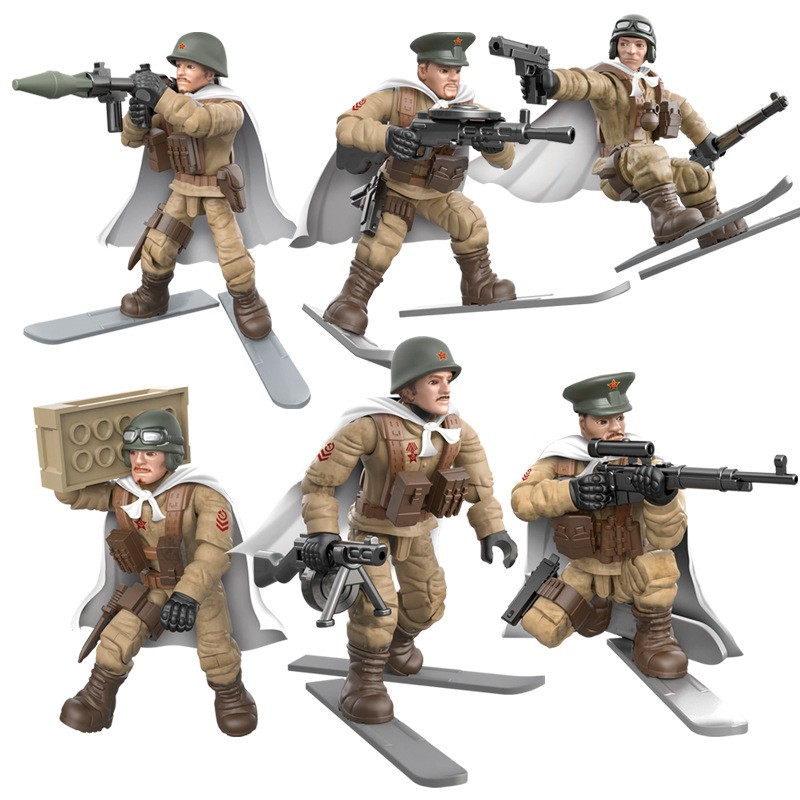 Non mega bloks Army WW II bộ mô hình lắp ráp tiểu đội 6 lính hồng quân Liên Xô